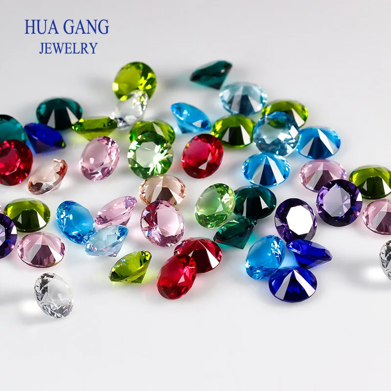 

Mixed color glass beads Size 4.0-16mm Round Shape Machine Cut Loose Glass Stone Synthetic Gems For Jewlry