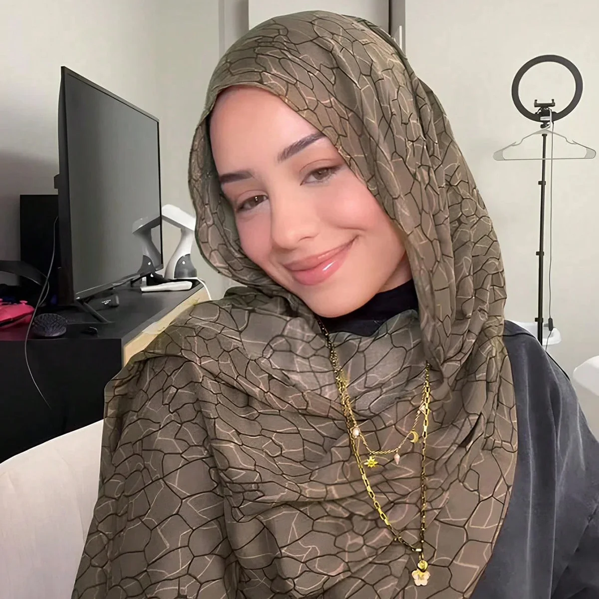 新しいイスラム教徒ヒジャブリネン綿女性水彩プリントイスラムスカーフショールファッションスカーフアバヤヘッドスカーフヘッドラップ180*70センチメートル