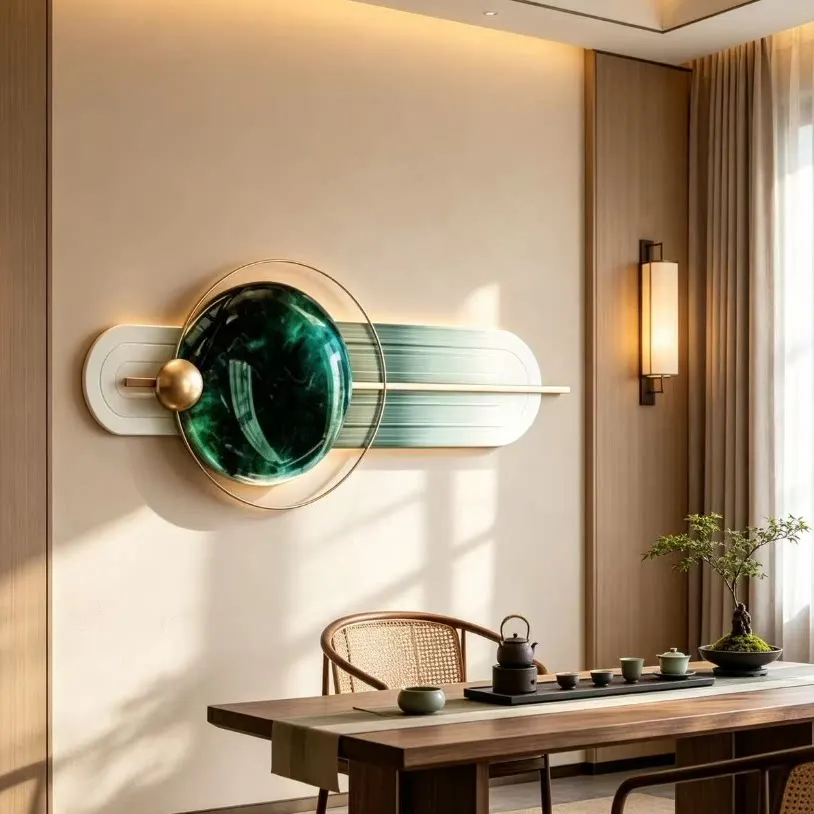 Modern light luxury three-dimensional luminous wall decoration metal creative living room sofa background wall