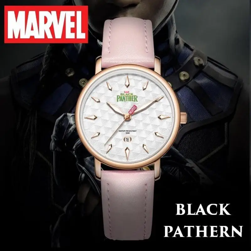 Marvel For Women Watch Avengers Black Pather Quartz Wristwatch Lady Steel Case Female Thin Dress Clock Coated Glass Montre Femme