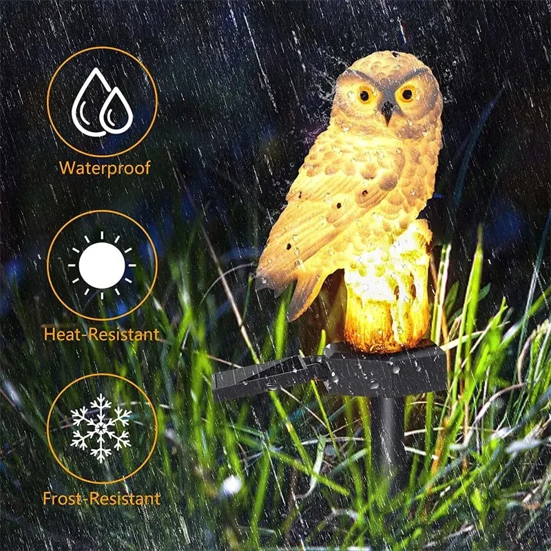 Solar Owl Ground Light LED Outdoor Courtyard Lamp Garden Light Waterproof Stake Light Pathway Decor Solar Patio Ground Lantern