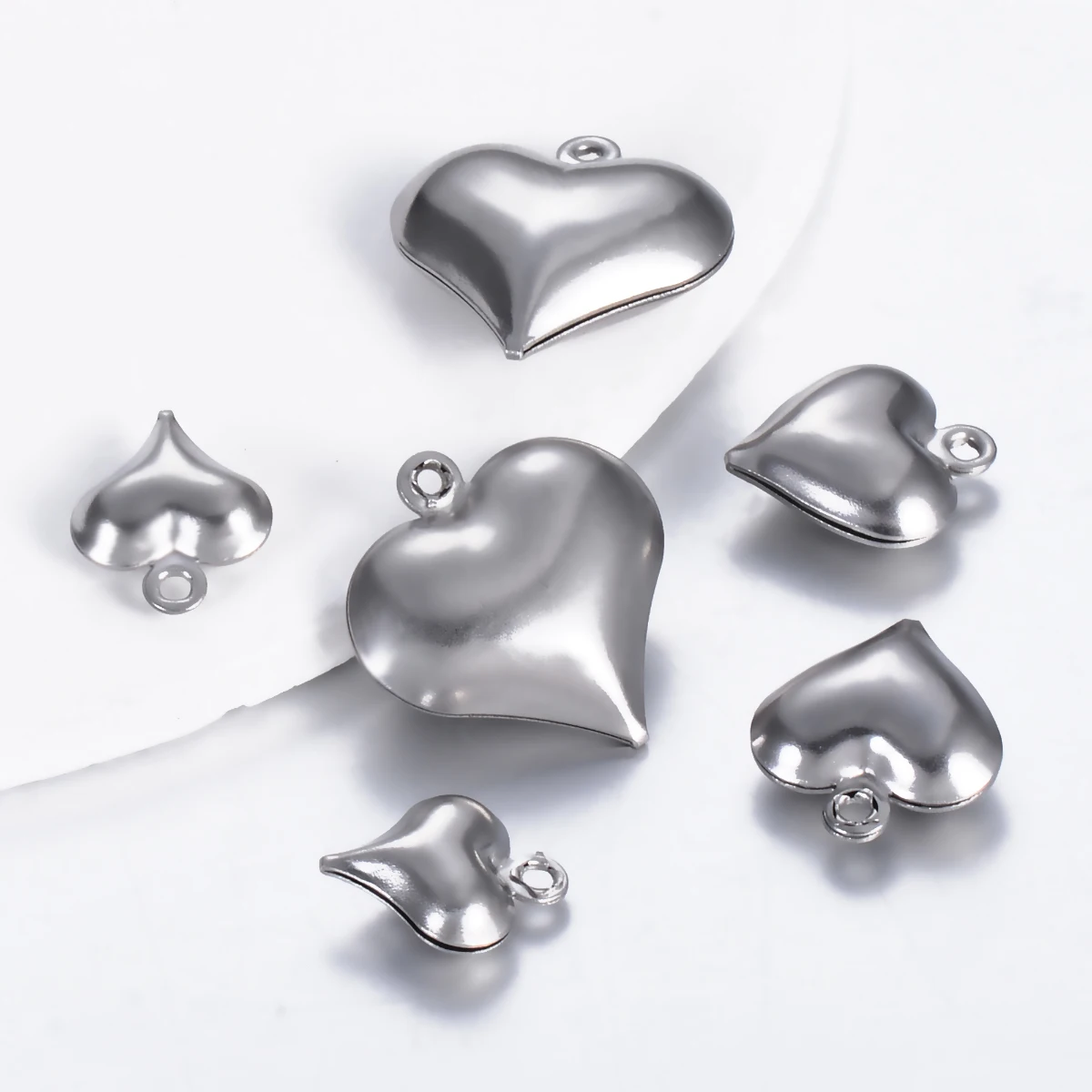 10Pcs Wholesale Love Heart Stainless Steel Cute Pendants for DIY Earrings Necklace Bracelet Jewelry Making Accessories