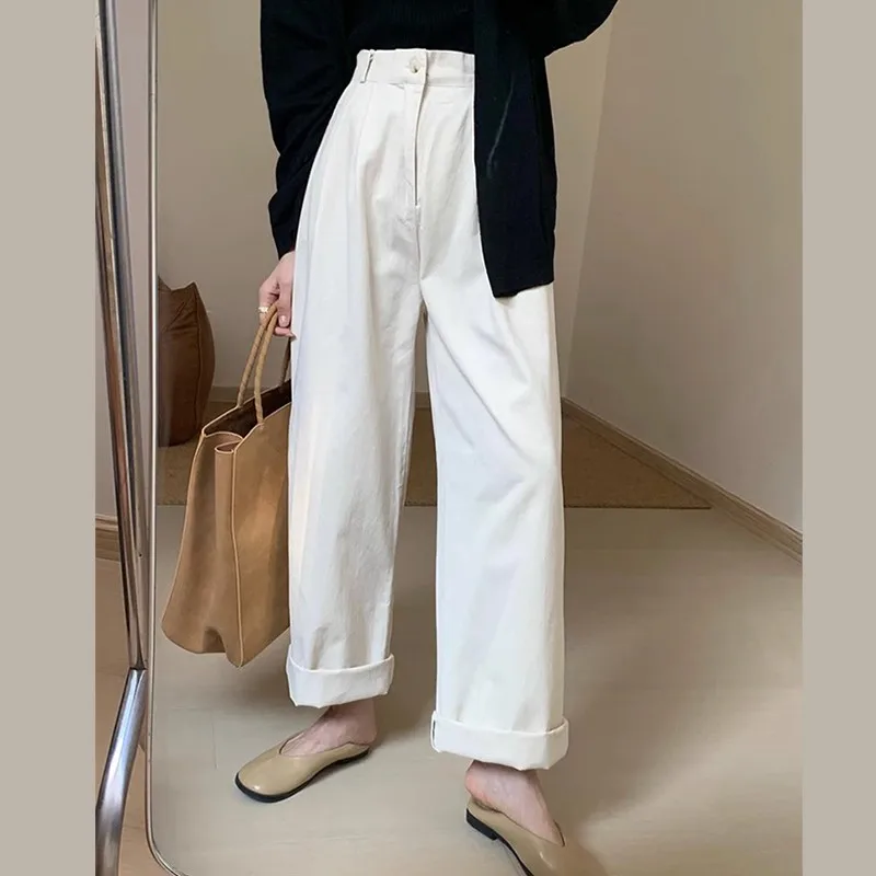 

ZHISILAO New Wide Leg Pants Women Casual Loose Elastic Waist Trousers Mujer Autumn 2023