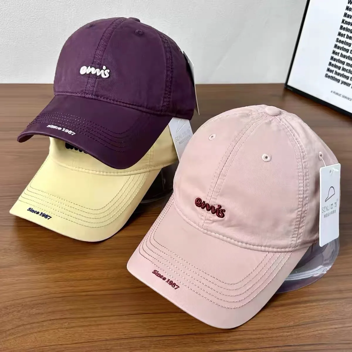 emis Baseball Caps Letter Embroidered Soft Top Sun Visor Casual Peaked Hat All-Match Headwear for Outdoor Travel Sports Daily