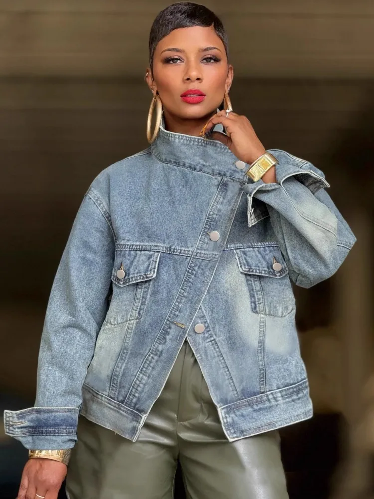 

Осень-зима, женская модная джинсовая однобортная водолазка, прямые куртки, винтажное модное пальто, уличные куртки, пальто