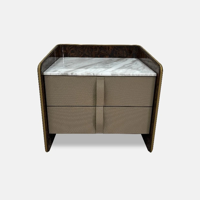 أثاث غرف النوم الفاخرة الحديثة، طاولات السرير الرخامية، طاولات السرير الجلدية