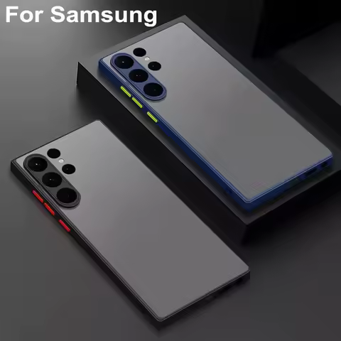 Luxury Matte Case For Samsung Galaxy S25 Ultra S24 S23 S22 S21 Plus S20 Fe Silicone Bumper Shockproof Hard Armor Back Cover Capa