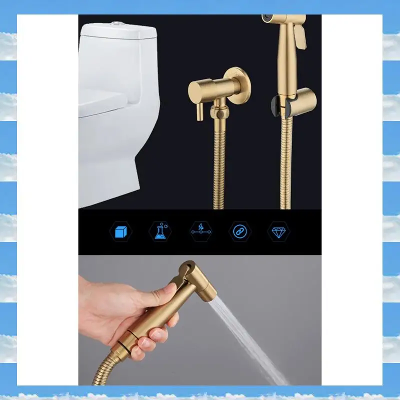 

A11I 2X комплект смесителей для унитаза и биде из матового золота, настенный распылитель для биде, душ с запорным клапаном