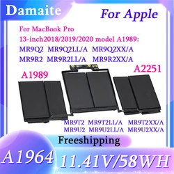 A1964 A1989 58Wh Laptop Battery For Apple Macbook Pro 13