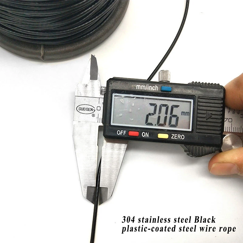 304 Stainless Steel Black Plastic Coated Wire Rope - Flexible PVC Coated Cable, Soft Steel Wire 1/1.2/1.5/2mm-6mm