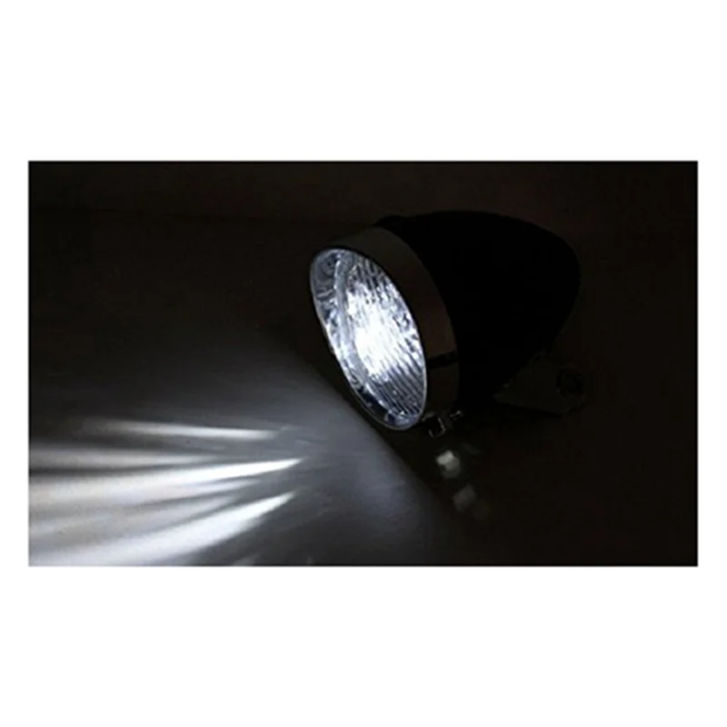 2X ريترو دراجة دراجة ملحق الجبهة دعامة إضاءة خمر 3LED المصباح (أسود)