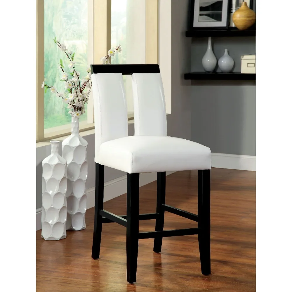 Set of 2 Chairs, Leatherette Upholstery Cushion Height Chairs, Padded Side Chair for Kitchen and Dining Room, Furniture Seats