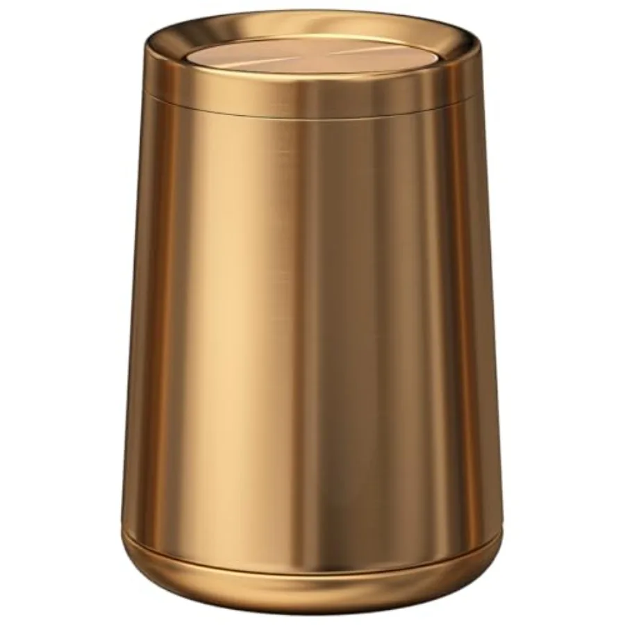 

10 L/2.6GallenSwing Lid Brass Trash Can Brushed Nickel Garbage Can Bathroom with Flipping Lid for Bathroom Living Room Bedroom