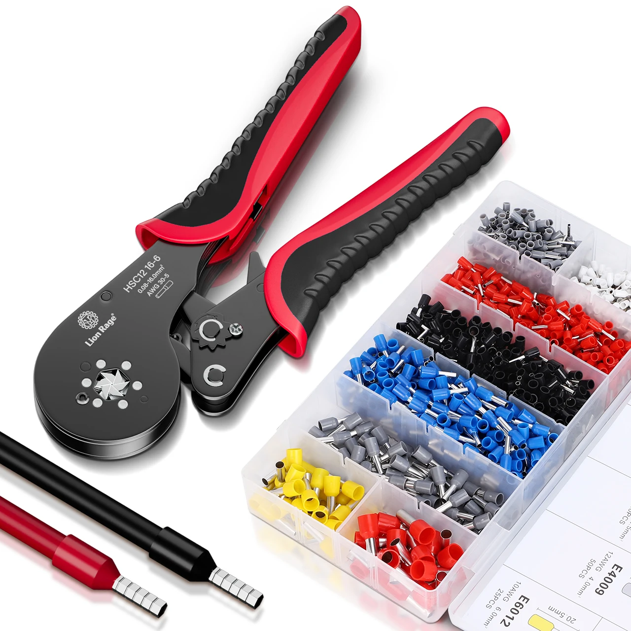 

Tubular Terminal Crimping Pliers 0.08-16mm² Crimper Tool Kit High Hardness Crimper Plier with 1200pcs Wire Ferrules Crimp Ends