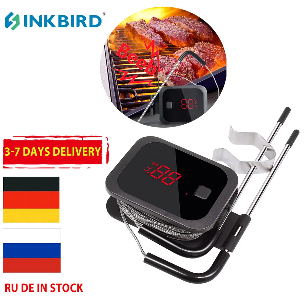 INKBIRD-Termômetro Bluetooth sem fio para churrasco, estação meteorológica, sondas duplas, temporizador para forno, carne, churrasqueira, sensor de