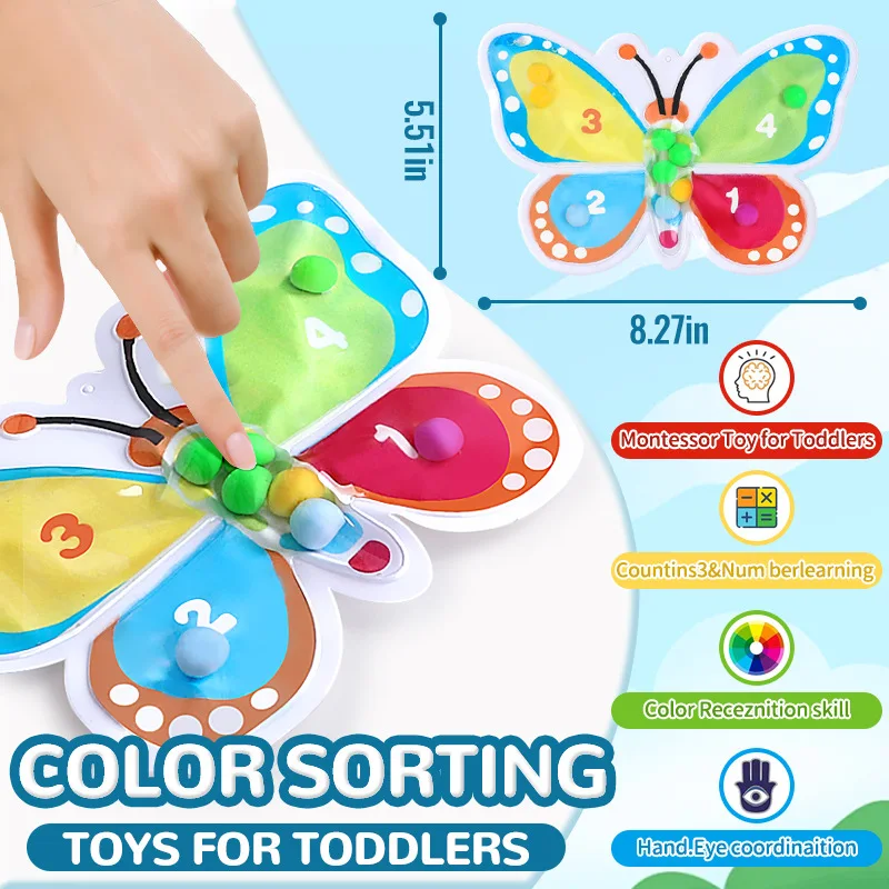 Juguete sensorial de clasificación de colores Montessori con bolas coloridas para jóvenes, juguetes antiestrés para apretar, juego de habilidades motoras finas, regalo de cumpleaños
