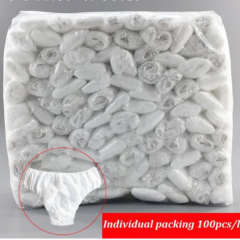 Non Woven Fabric Breathable Disposable Panties Unisex Business Trips Hotel Spa Wash-Free Briefs Menstruation Underwear