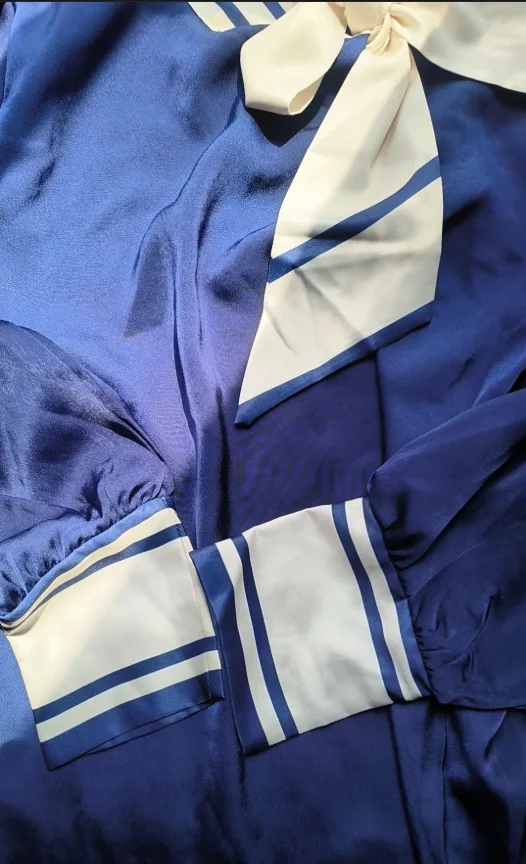 Women Office Shirts High Quality Long Sleeve With Bows Sashes Party Tunic Tops Vintage Printed Spliced Long Blouse Shirts NZ224