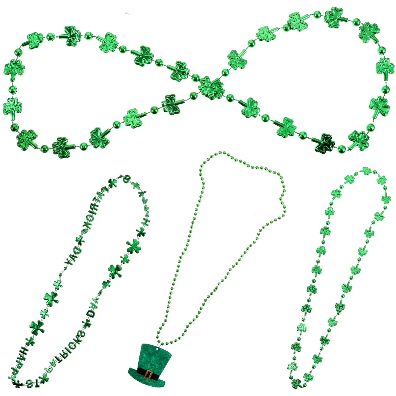 

4 pcs Shamrock Necklaces Green Necklace Festival Decorations St Patrick's Day Parade Costume Party Accessories Plastic