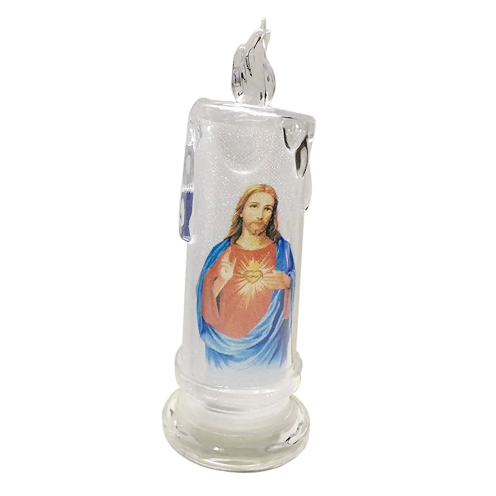 LED Candle Lamp Flameless Tealight Battery Operated Devotional Religious Prayer Candle Lamp for Church Christmas Home Decor