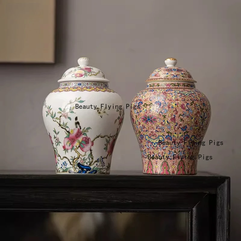 Ceramic Sealed Tea Can Enamel Spice Jar Moisture Proof Tea Can Chinese Seasoning Jar Candy/Nut/Pill Jar Tea Ceremony Accessories