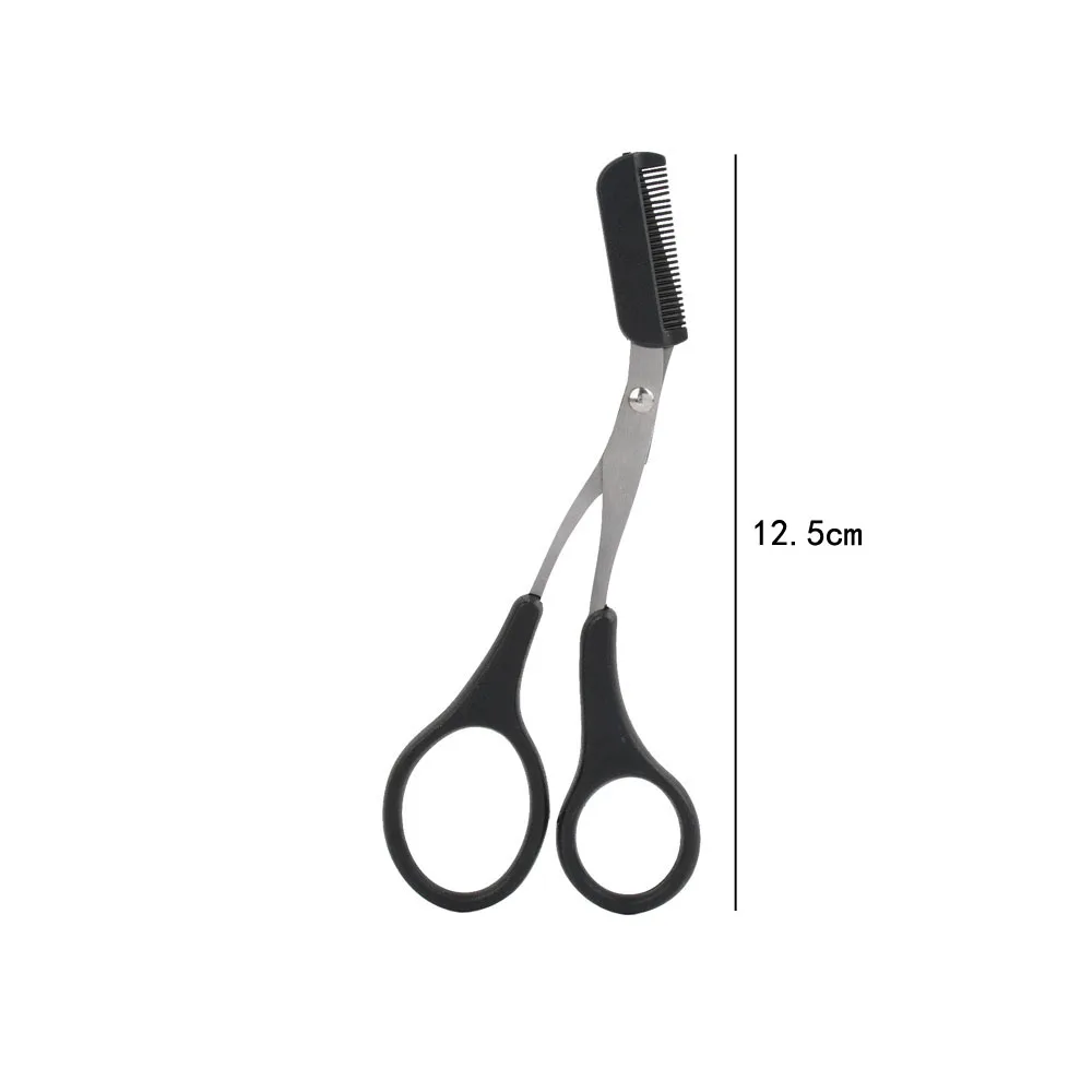 Karsyngirl 1 pçs seguro sobrancelha trimmer tesoura de sobrancelha de aço inoxidável com pente depilação barbeador sobrancelhas moldar ferramenta de maquiagem