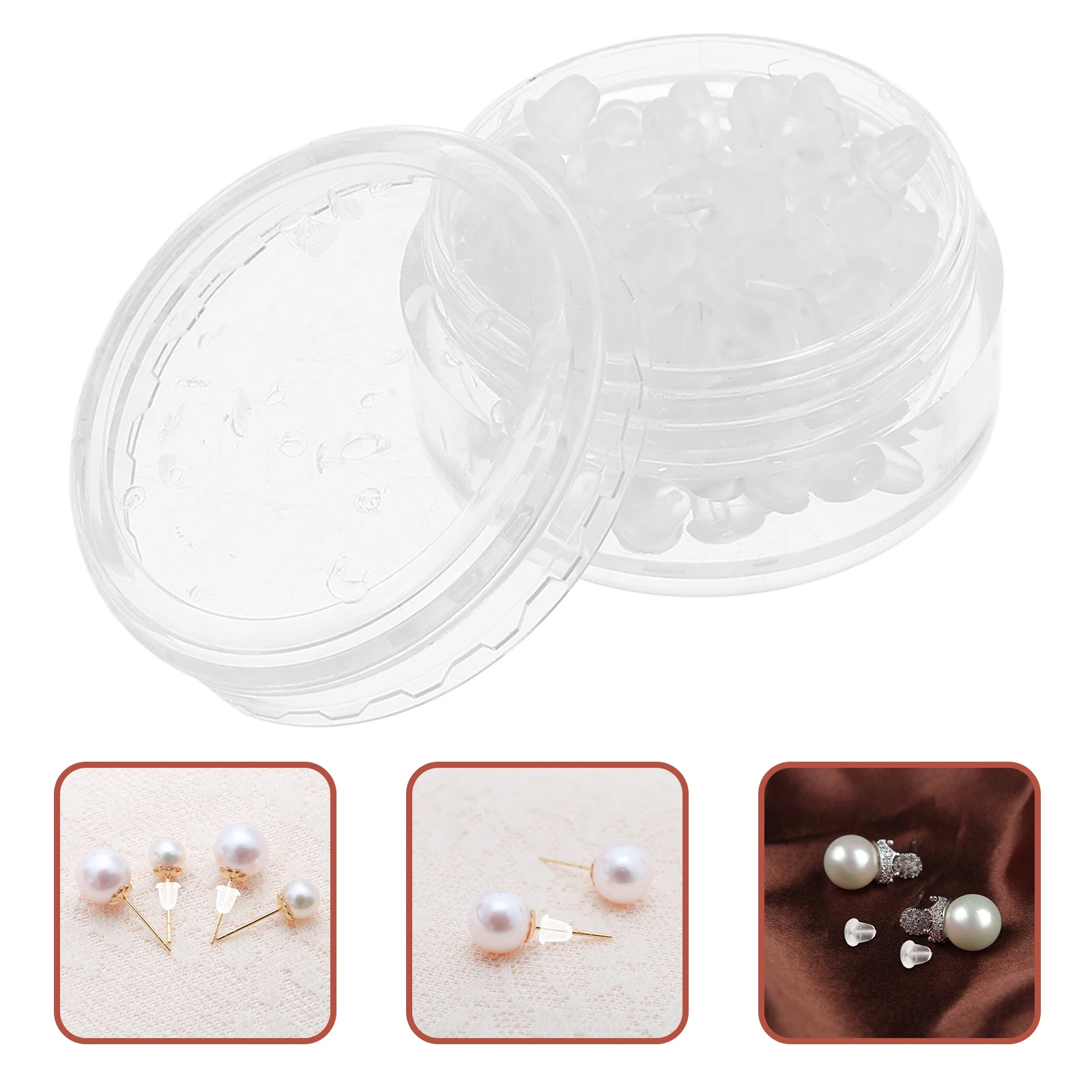 

100 Pcs Earrings Back Backs Stopper Replacement Parts Clear Silicone Silica Gel Backings for Studs Locking