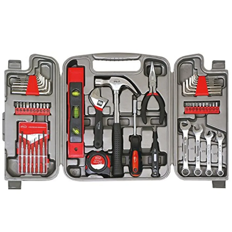 

Набор инструментов Apollo Tools из 53 предметов для домашнего ремонта с ящиком для хранения, базовый набор для общих бытовых работ и DIY