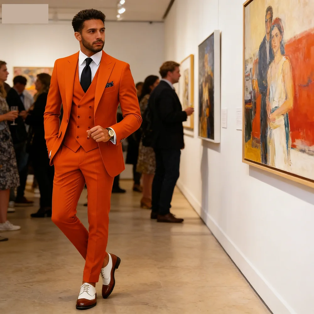 

Solid Color Men's Formal Business Tuxedo Wedding Suit Slim Fit Groomsmen Smoking 3pcs Set Peak Lapel Classic Men's Suit