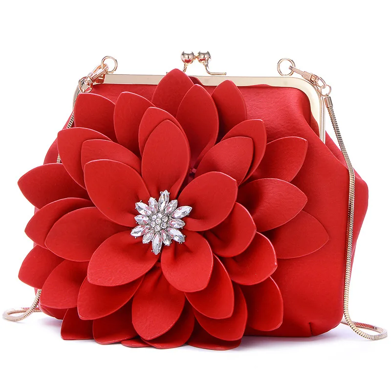 

Women's New Fashion Mini elegant Chain Strap Big Flower Applique Bag Shoulder Bag Crossbody Bag Wedding Club Party Clutch Bag