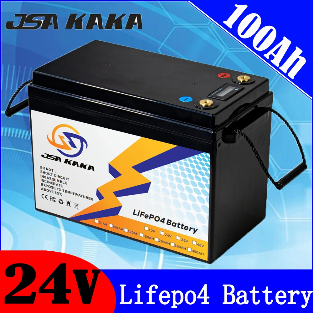 24V 100Ah Lifepo4 Battery 24V Lithium Iron Phosphate Battery Built-in BMS  For RV Campers Off-Road Off-grid Solar with charger