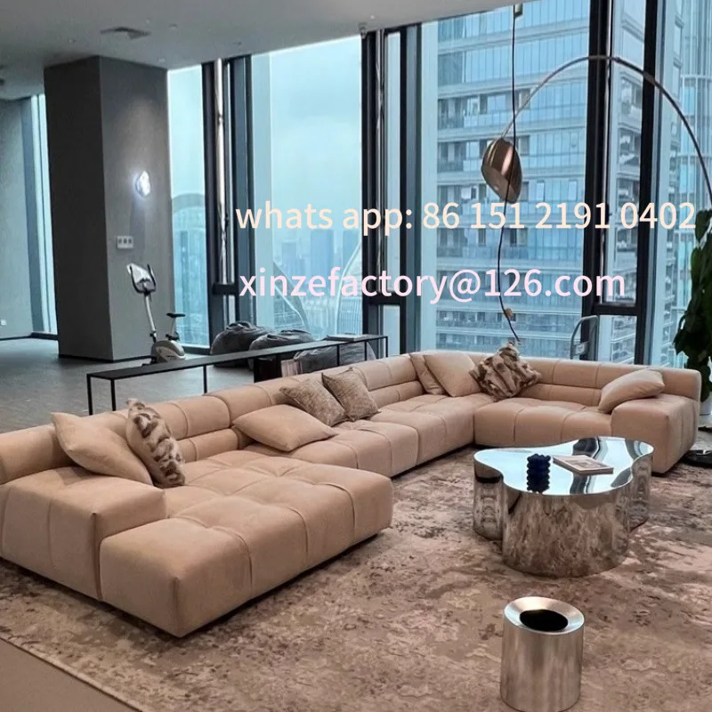 

Customizable [Quality Factory] Minimalist Italian Large Flat Sofa Cream Wind Large Combination 2025 Puff Sofa Chocolate