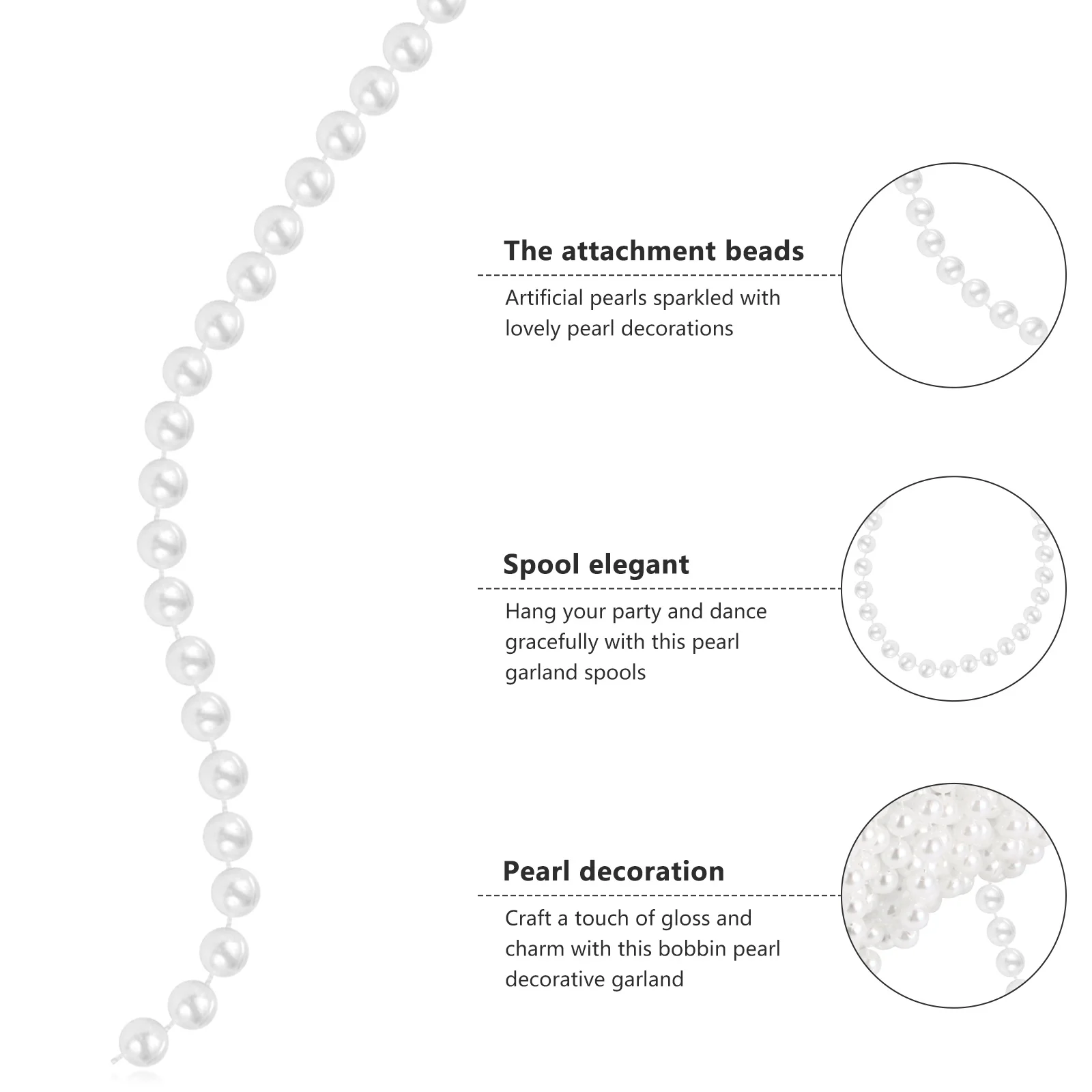 

1 Roll Pearl Bead Chain Faux Pearl Beads Strand 6Mm Elegant Wedding Party Decoration DIY Crafts Garland Curtain Beads