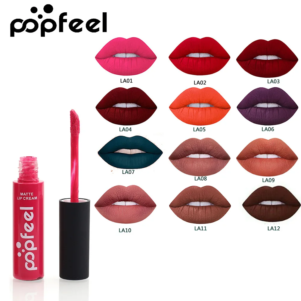 POPFEEL New Mini 6pcs/set Liquid Lipstick set Velvet Matte Lip Gloss Set Waterproof Long Lasting Lips Makeup Cosmetic Kits