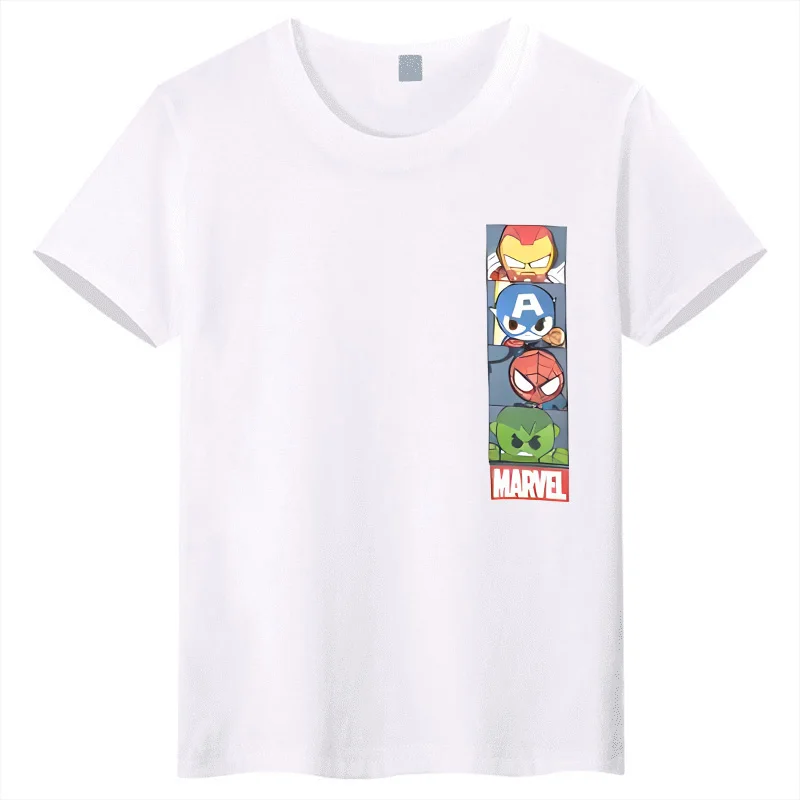 

Новая летняя хлопковая детская футболка 2026 года с принтом героев Marvel по бокам, удобная персонализированная футболка для родителей и детей