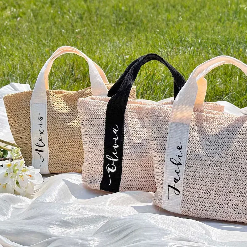 

Beach Bag Personalized, Burlap Tote Bag, Custom Straw Bags, Bridal Shower Bag, Wedding Gifts, Bridesmaid Proposal Hen Party Bags