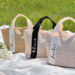 Bolso de playa personalizado, bolsa de mano de arpillera, Bolsas de paja personalizadas, bolsa de ducha nupcial, regalos de boda, bolsas de fiesta de despedida de soltera, propuesta de dama de honor