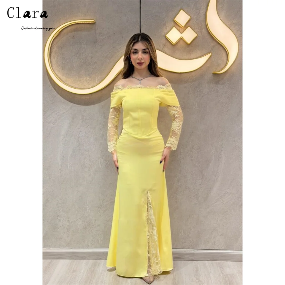 

Clara Custom Yellow Lace Off-shoulder Fishtail Evening Dresses Woman Elegant Dresses for Women Long Party Dresses Luxury 2026