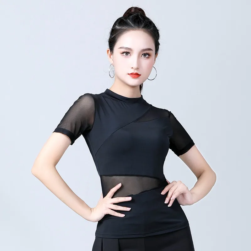 

Customized Modern Dance Costume Women's Figure Latin Dance Practice Clothes Ballroom Dance Mesh Top Sexy Suit Women Clothing