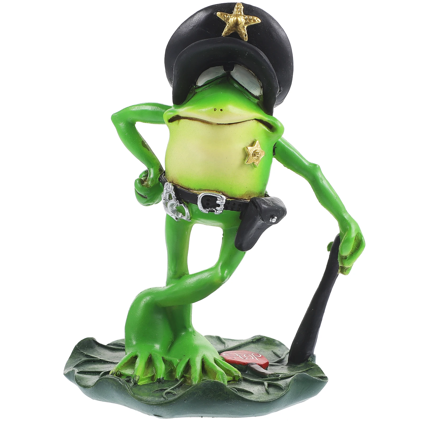 

1pc Police Frog Decor Desktop Figurine Statue Indoor Flowerpot Ornaments Table Animal Decors Garden Animal Decors
