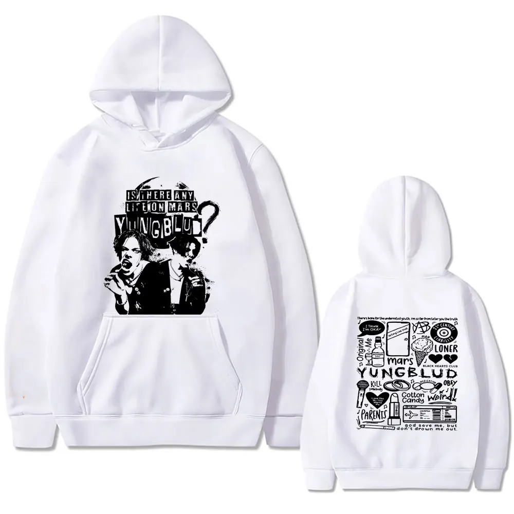 Rocksänger Yungblud gibt es jedes Leben auf Mars doppelseitigen Druck Hoodie männlich lässig Pullover Männer Vintage übergroße Hoodies