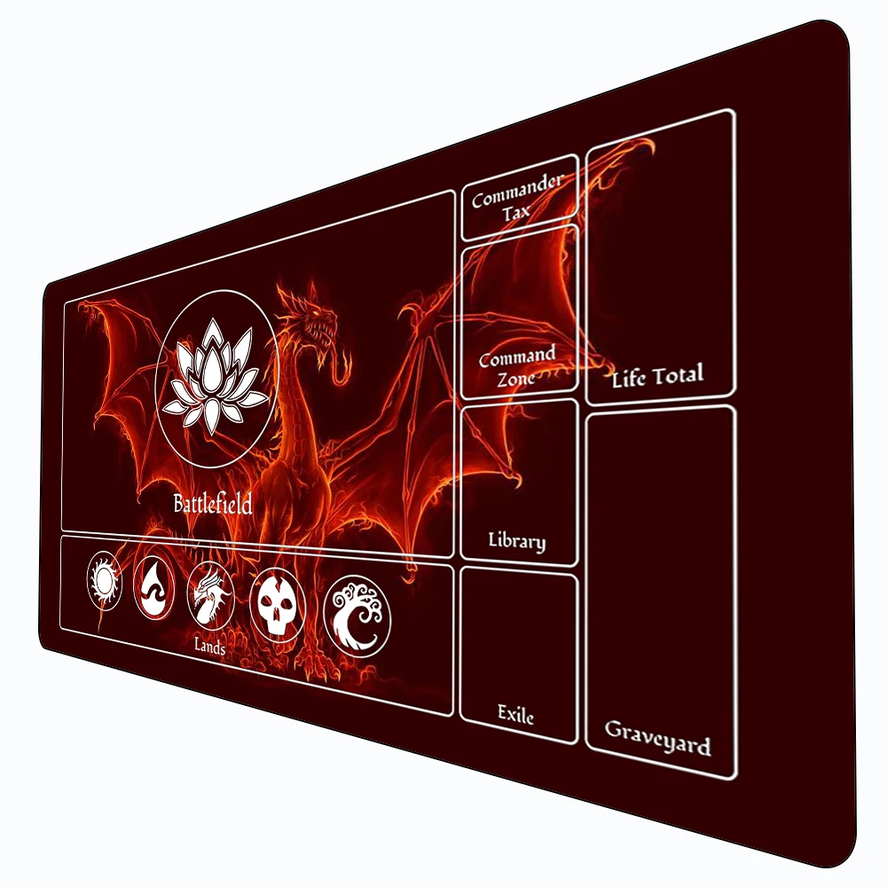 Red Fire Dragon Mouse Pad Card Game Mat Large Computer Offices Mousepad XXL Non-slip for MTG DTCG CCG RPG Trading Card Desk Mats