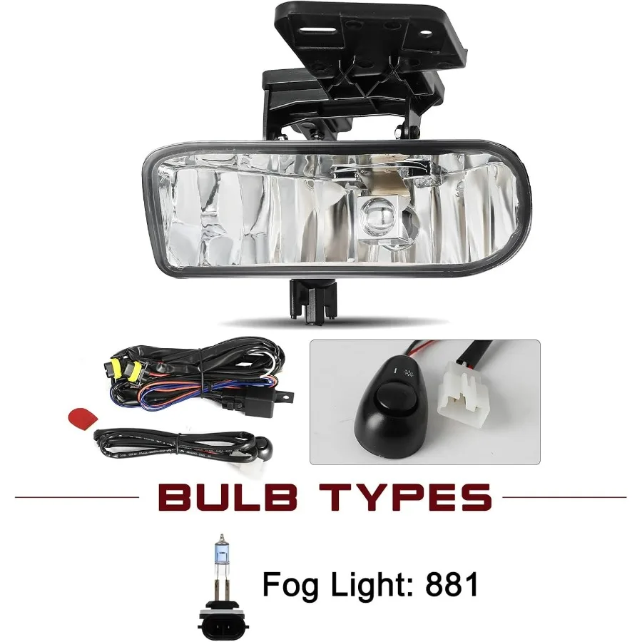 مجموعة استبدال مجموعة المصابيح الأمامية والضباب مكونة من 6 قطع لسيارة جي إم سي سييرا 19992002 و20002006 يوكون باللون الأسود واللمسة النهائية الواضحة مع I