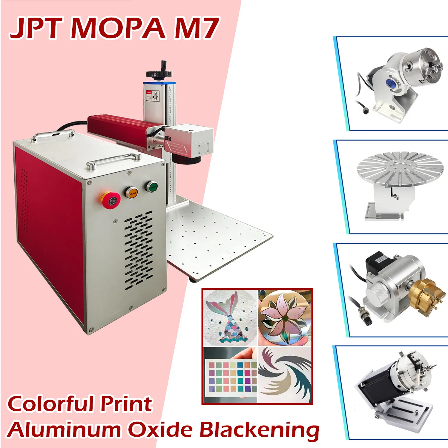 Mopa M7+ JPT волоконный лазерный гравировальный станок с кварцевой линзой для глубокой гравировки, маркировки и чернения цветного оксида алюминия