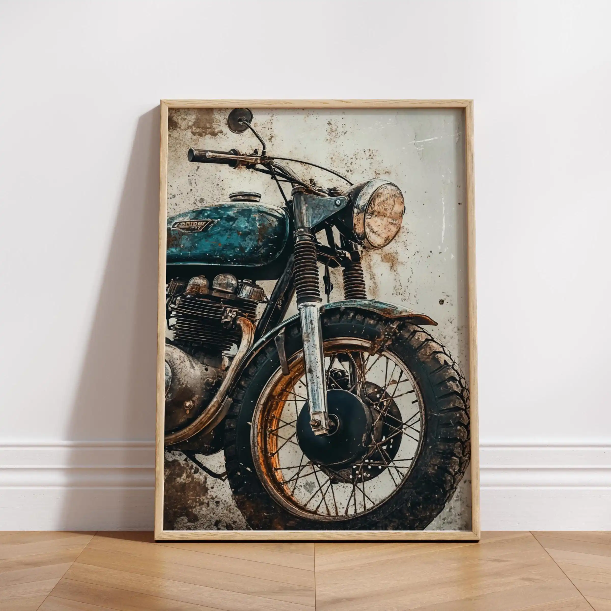 Vintage Cafe Racer Poster – Grunge Motorcycle Wall Arts Rustic Garage Decor Bold Bike Print Retro Biker Gift Industrial Vibes