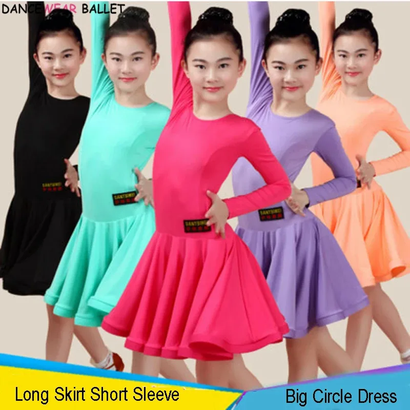 qq023New Girls Ballroom Waltz Tango Dress Kids Salsa Bachata Dance Costume Latin Dancing Clothes For Sale