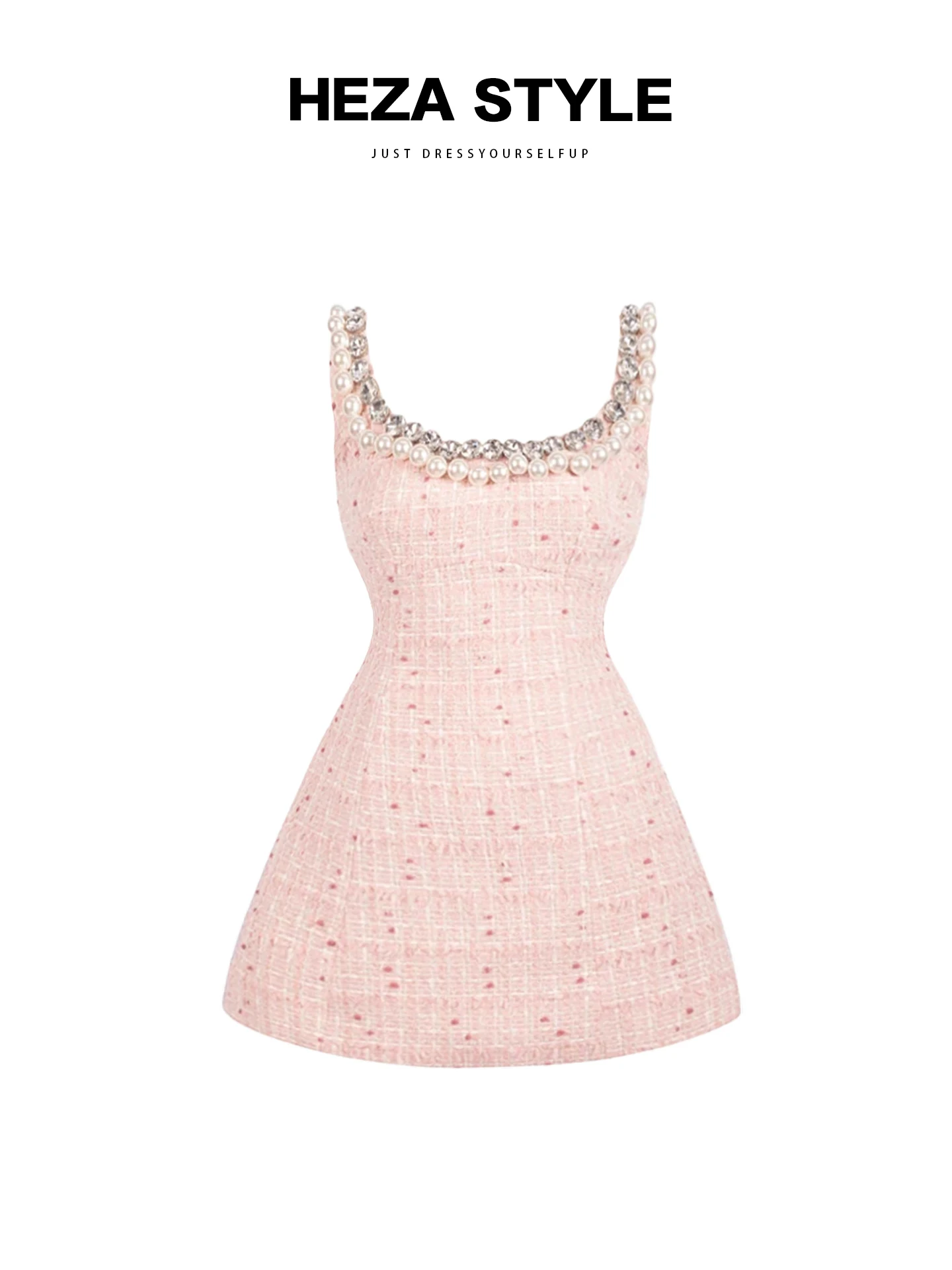 

HEZA Sweet Sle Pink Heavy Work Dr Women's Autumn High Waist A-Line Skirt Ele Princ Dr for plus Size Ladies