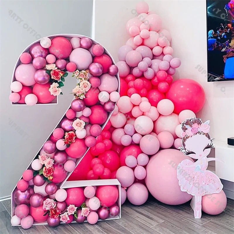 73/100/120cm Figure Balloon Filling Box Giant DIY Balloon Filling Box Figure Number Stand Party Wedding Backdrop Decorations