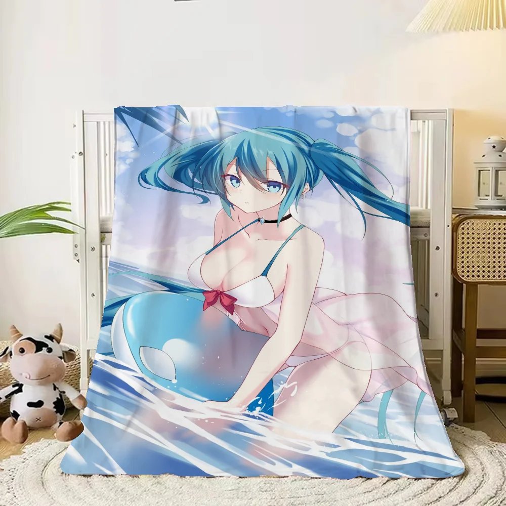 Sofa Blankets Characters Hatsune M-Miku Thermal Blankets for Bed Blanket 150cm X 200cm Character Blanket King Size Fluffy Plaid