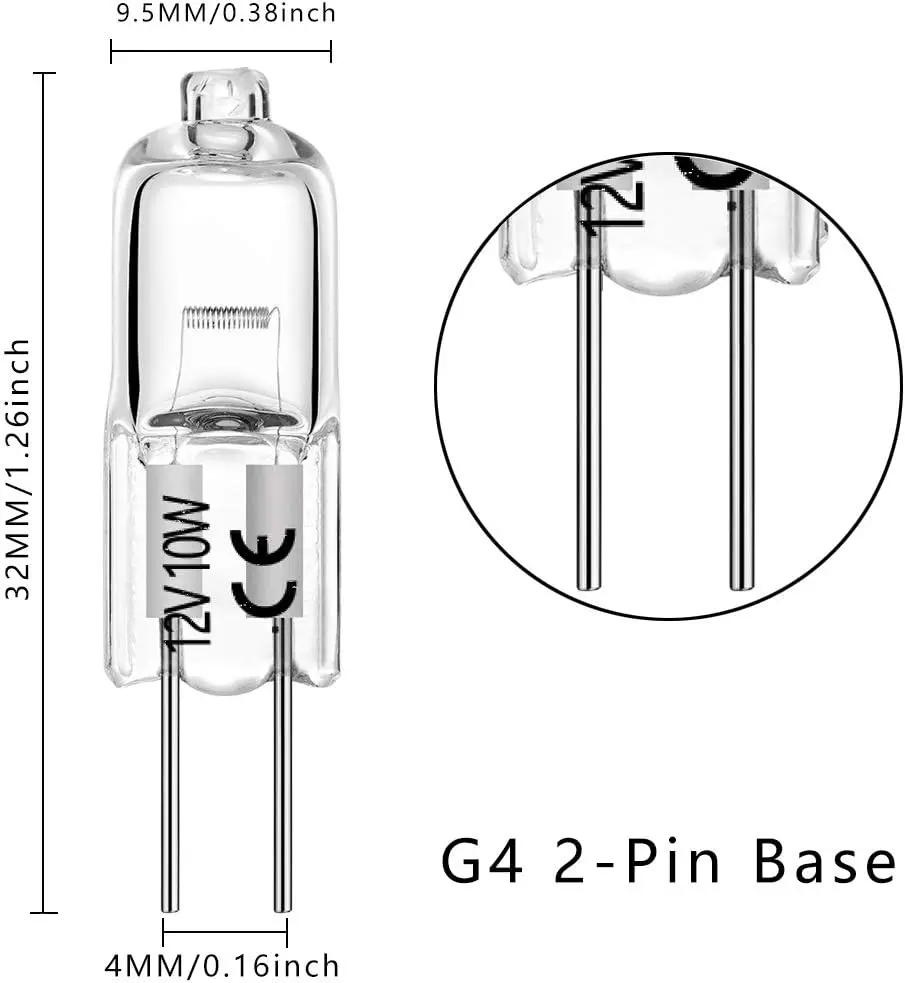 Imagem -02 - Lâmpada Halógena g4 para Luz de Disco sob o Armário Luz de Trilha do Candelabro Lâmpada do Microscópio Jcr g4 Bi-pin ac 6v 12v 10w 20w Pcs